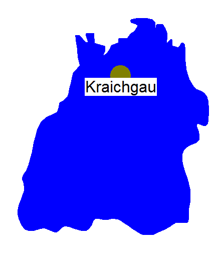 Landkarte zeigt Kraichgau innerhalb Baden Württemberg